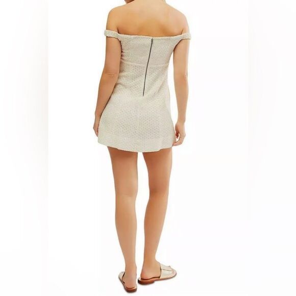 Free People Dress S Ivory Combo Eyelet Mini NWT $128 Boho Summer Cotton - Picture 3 of 12